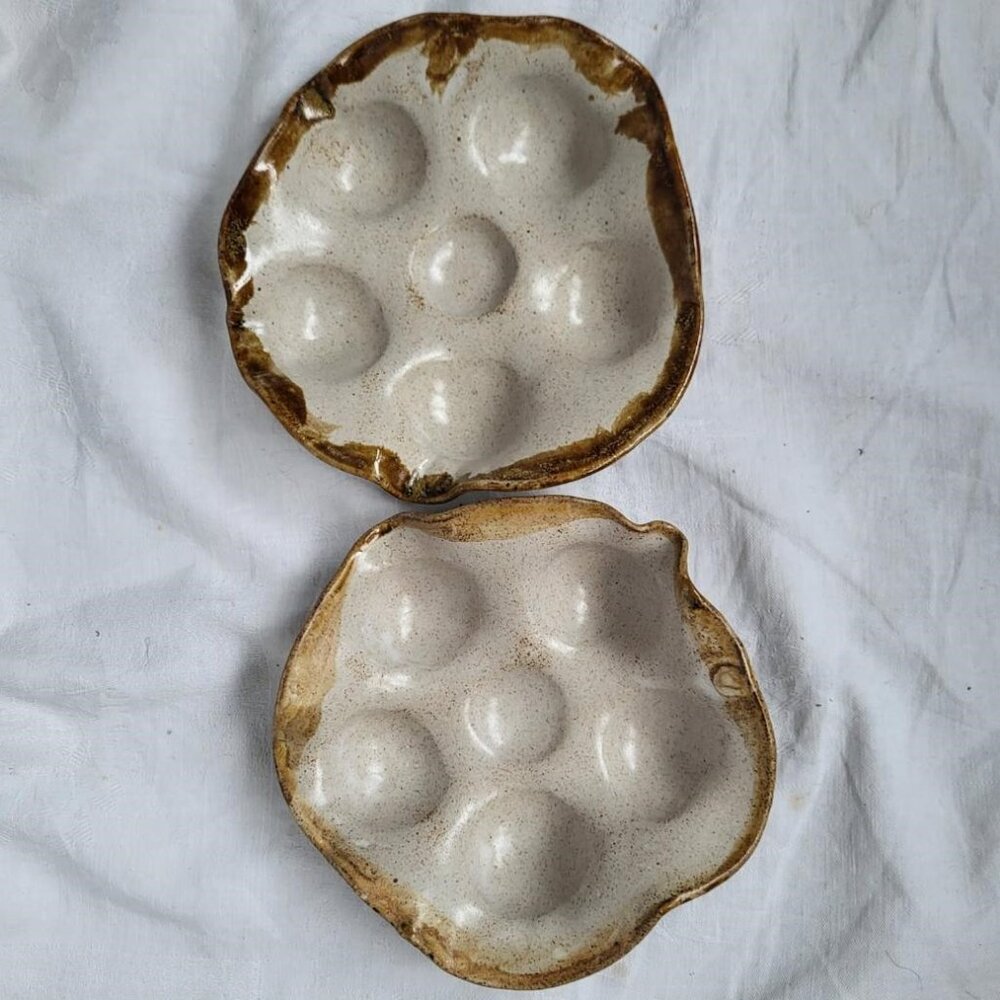 Pair of Studio Pottery Escargot Dishes